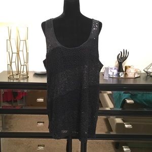 NWT Lane Bryant Black Sequin Sleeveless Top 18/20